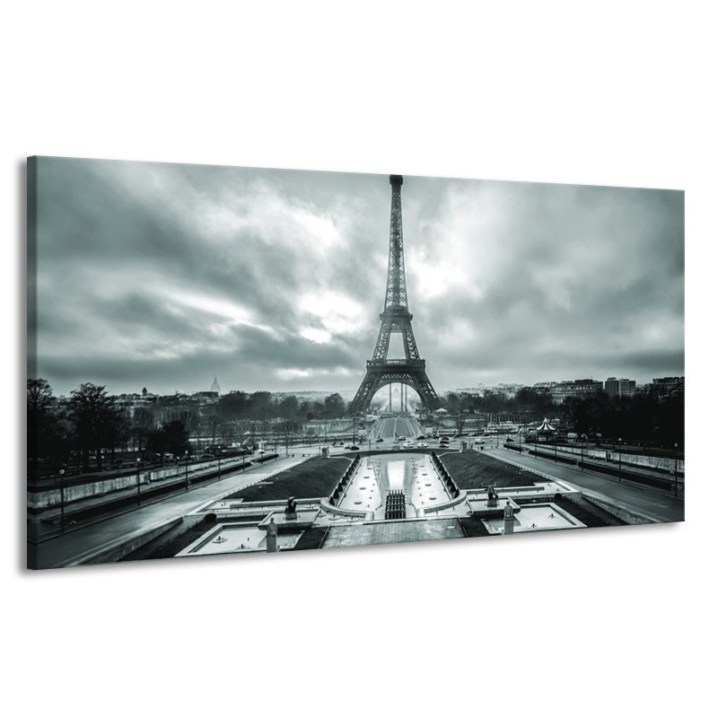 Plateau lepel vrijgesteld Canvas Schilderij Parijs, Eiffeltoren | Grijs, Groen | 170x90cm 1Luik