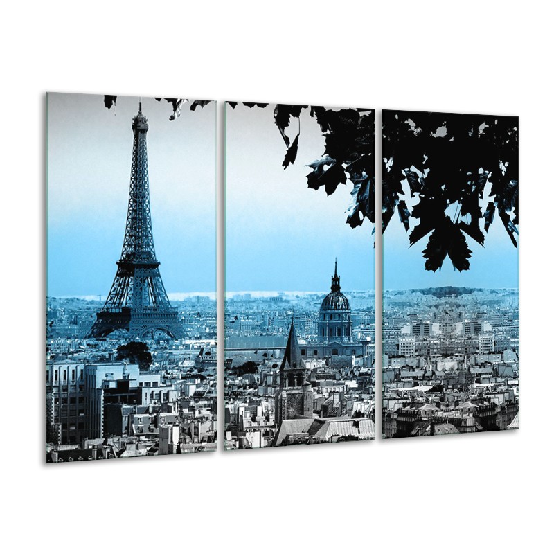 vruchten Verzoekschrift Keizer Canvas Schilderij Parijs, Eiffeltoren | Blauw, Grijs | 120x80cm 3Luik