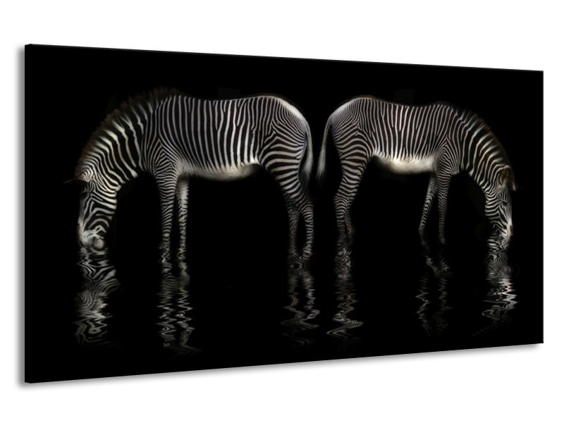 Canvas schilderij Zebra | Zwart, Wit | 190x100cm 1Luik