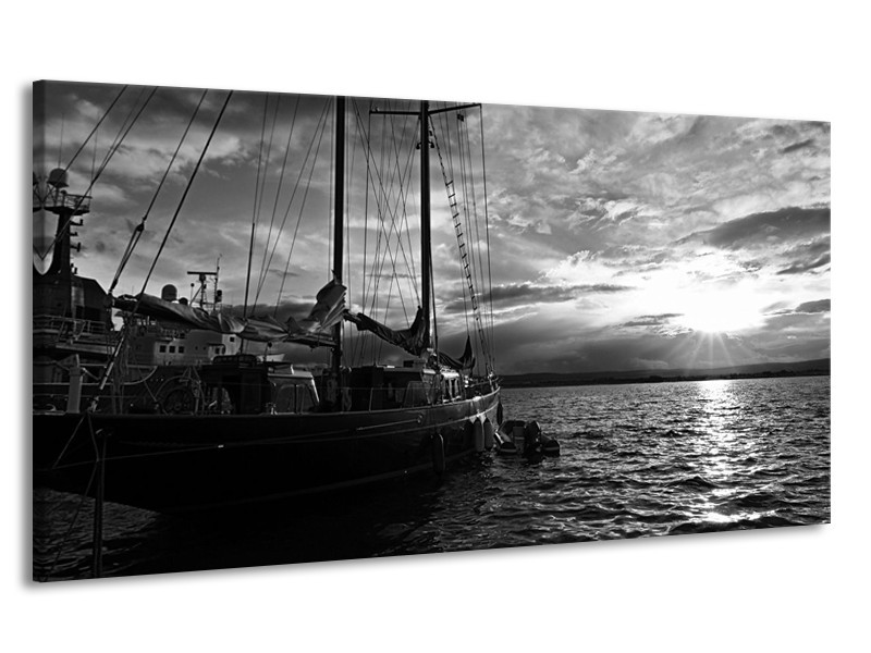 Canvas schilderij Boot | Grijs, Zwart, Wit | 170x90cm 1Luik