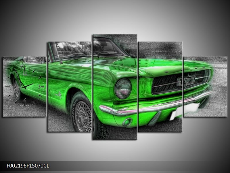 Klok schilderij Ford | Grijs, Groen | 150x70cm 5Luik