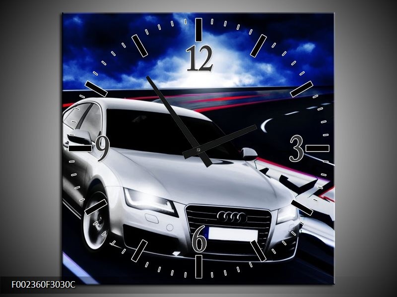 Klok schilderij Audi | Grijs, Blauw, Rood | 30x30cm 1Luik