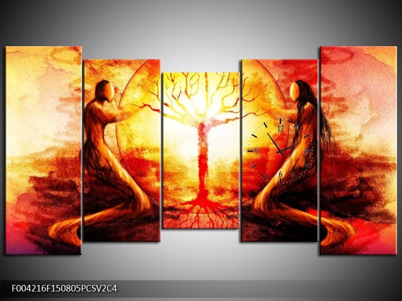 Klok schilderij Engel | Geel, Oranje, Rood | 150x80cm 5Luik