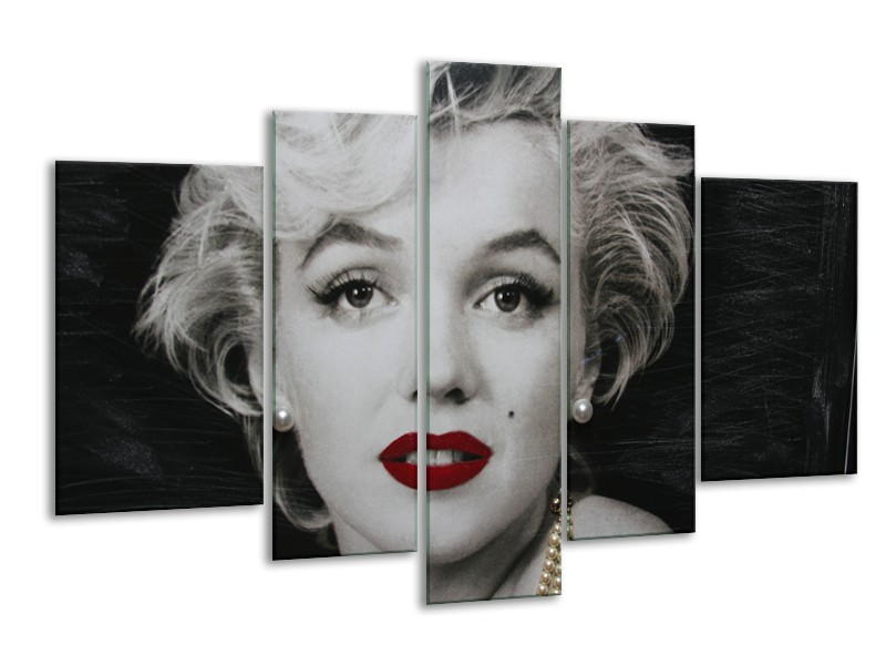 Canvas Schilderij Marilyn Monroe | Zwart, Wit, Grijs | 170x100cm 5Luik